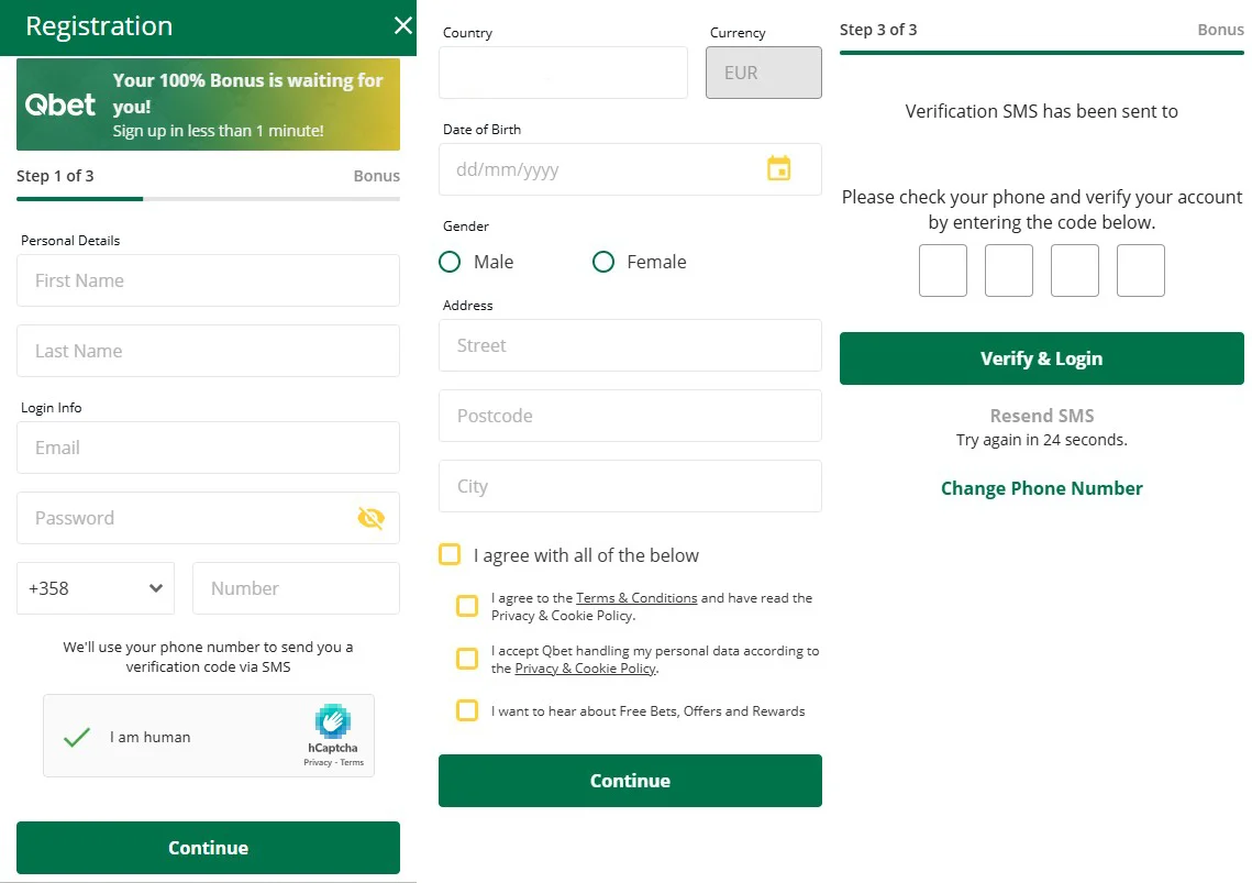 Qbet Casino Registratie